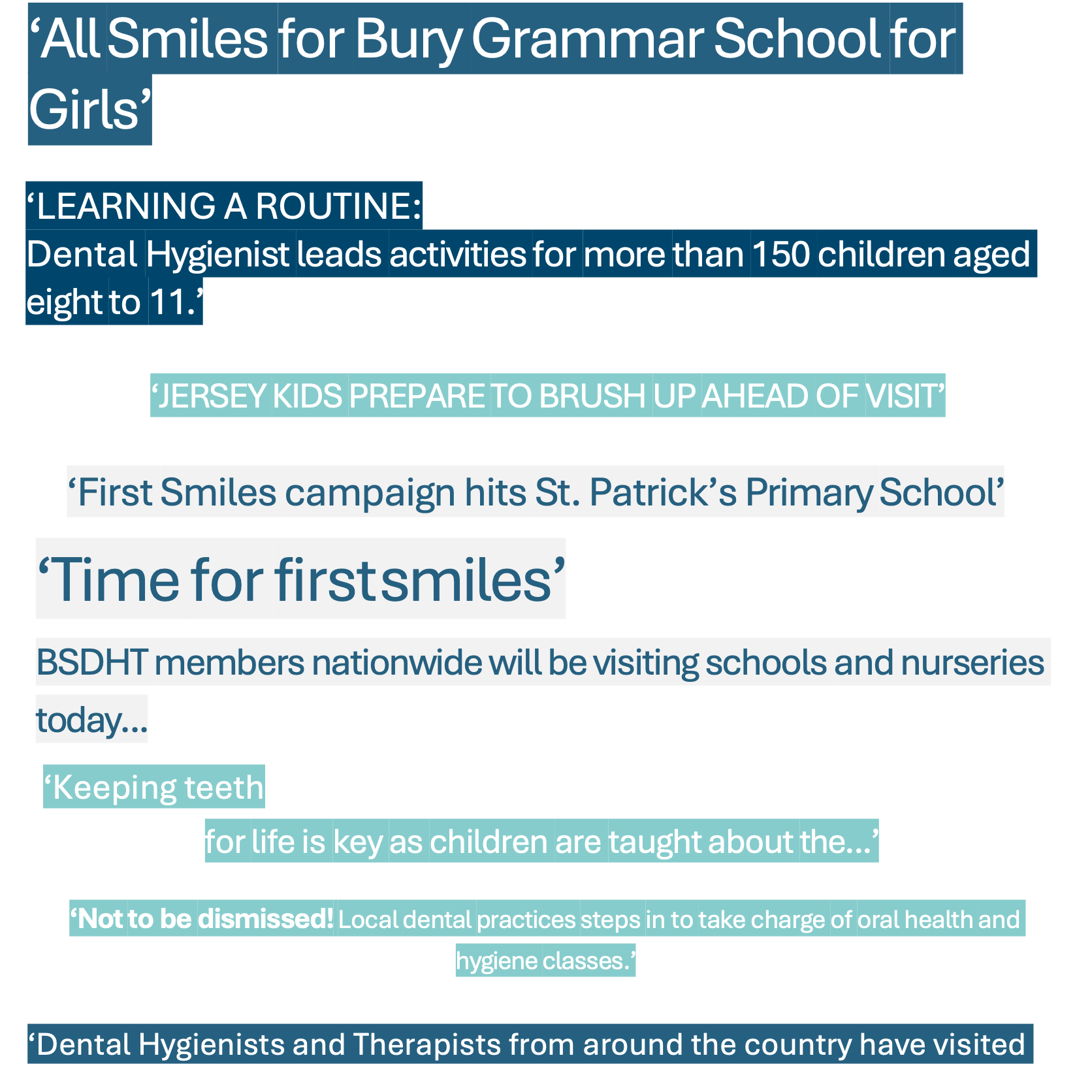 Bsdht First Smiles Campaign - BSDHT